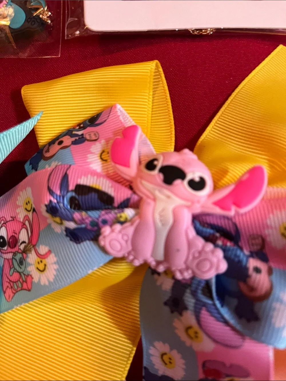 Fashion Jewelry Pink Yellow Teal Kids Bow and Charm Jewelry Set